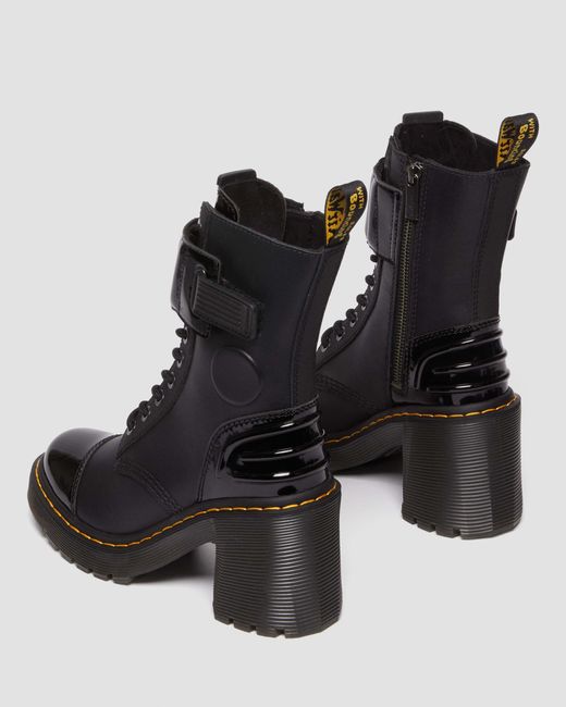 Dr. Martens Black Gaya 10-eye Alternative Leather Heeled Boots