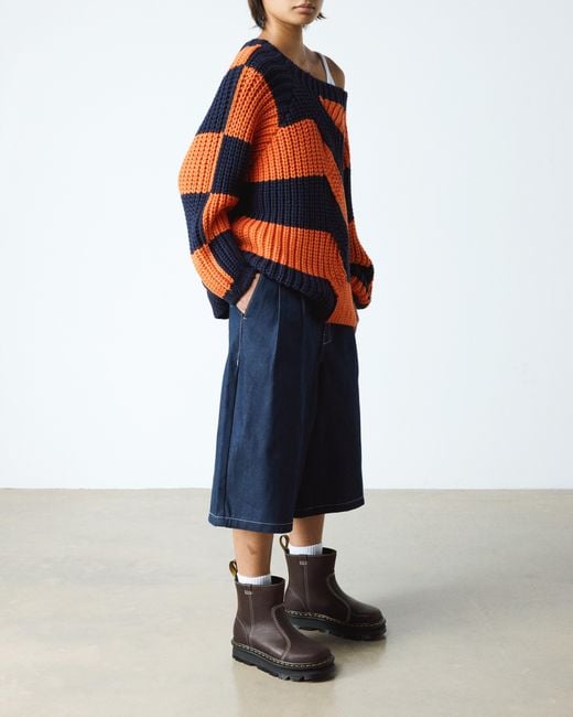Dr. Martens Brown Zebzag Rigger Slip On Leather Boots
