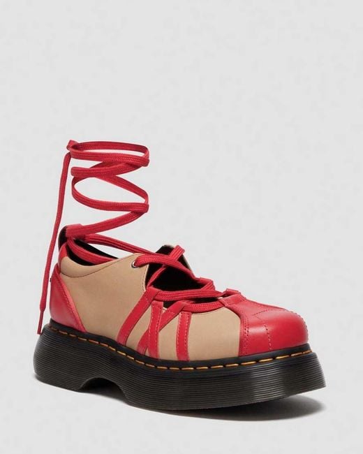 Dr. Martens Red Buzz Ballerina Leather Shoes