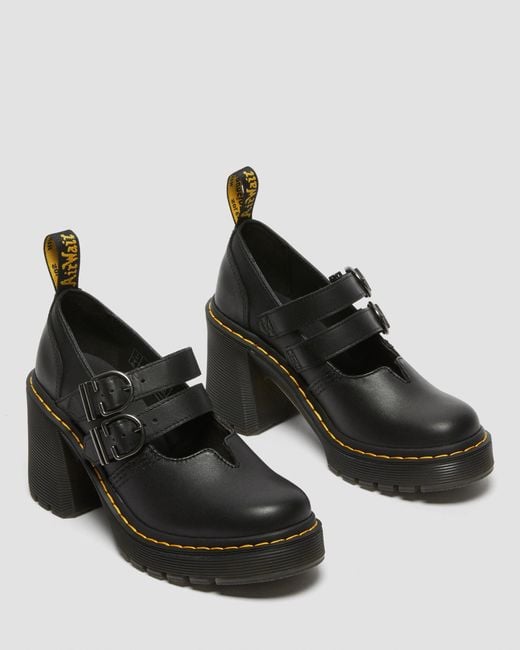 Dr. Martens Black Eviee Sendal Leather Heeled Shoes