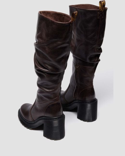 Dr. Martens Black Kasey Kinsley Leather Knee High Heeled Boots