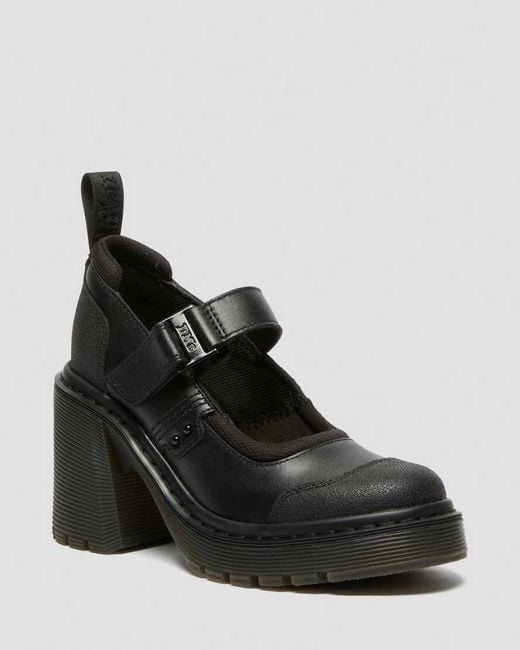 Dr. Martens Black Eviee Tech Strap Mary Jane Heeled Shoes