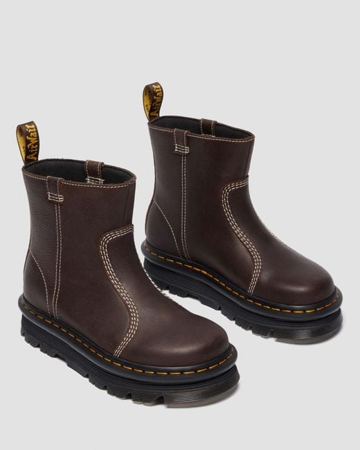 Dr. Martens Brown Zebzag Rigger Slip On Leather Boots