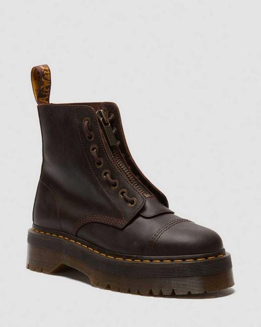 Dr. Martens Black Sinclair Crazy Horse Leather Platform Boots for men