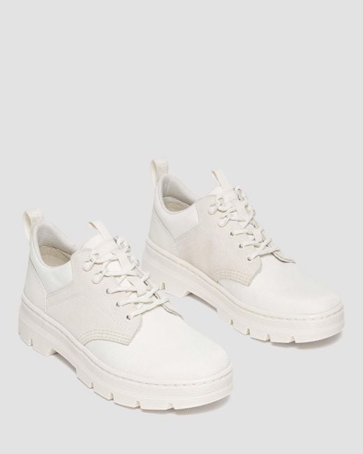 Dr. Martens White Reeder Suede & Poly Utility Shoes