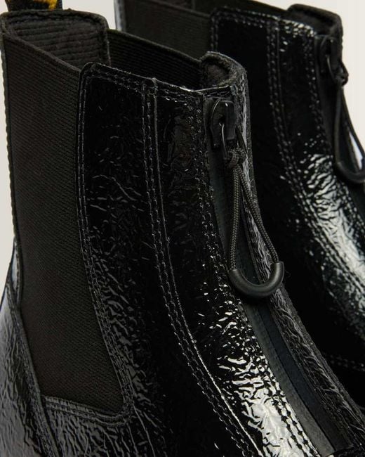 Dr. Martens Black Dmxl Distressed Patent Leather Chelsea Boots for men