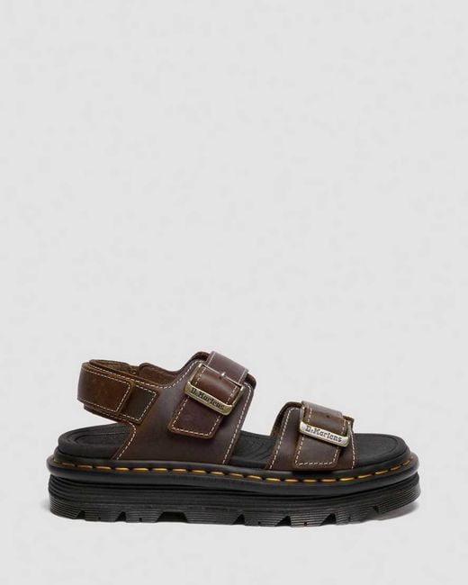 Dr. Martens Brown Zebzag Crazy Horse Leather Sandals for men