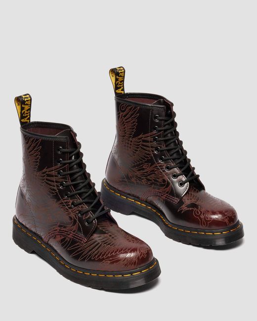 Cuero botas 1460 phoenix de piel arcadia rub off Dr. Martens de hombre de color Brown