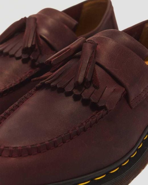 Dr. Martens Brown Adrian Crazy Horse Leather Tassel Loafers for men