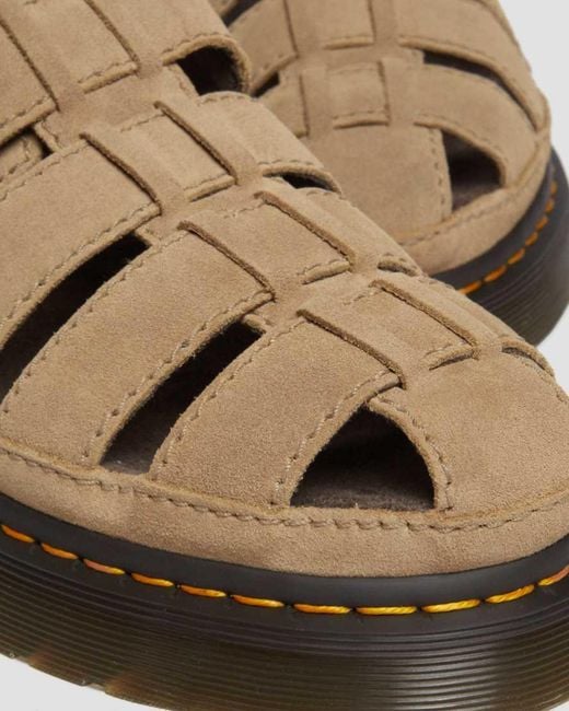 Dr. Martens Brown Wrenlie Bronx Suede Fisherman Sandals for men