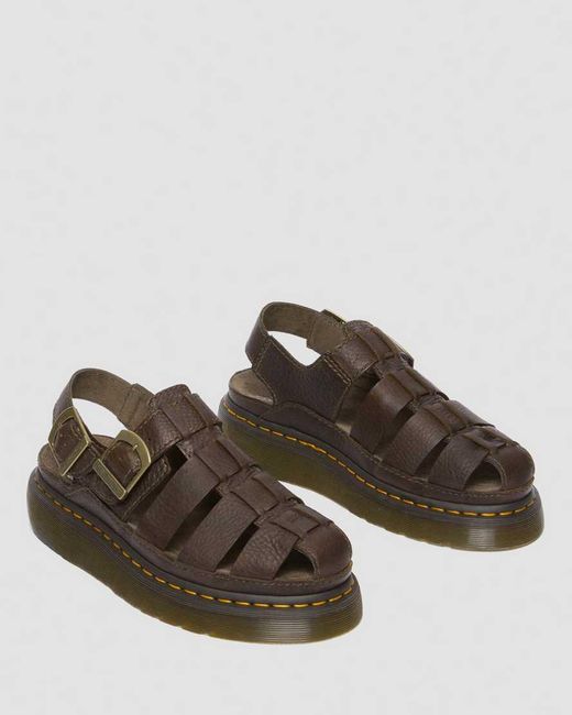 Dr. Martens Brown Wrenlie Leather Fisherman Sandals for men