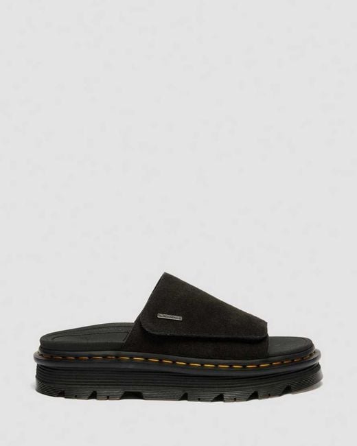 Dr. Martens Black Zebzag Suede Platform Slides