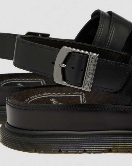 Dr. Martens Black San Two Strap Leather Sandals for men