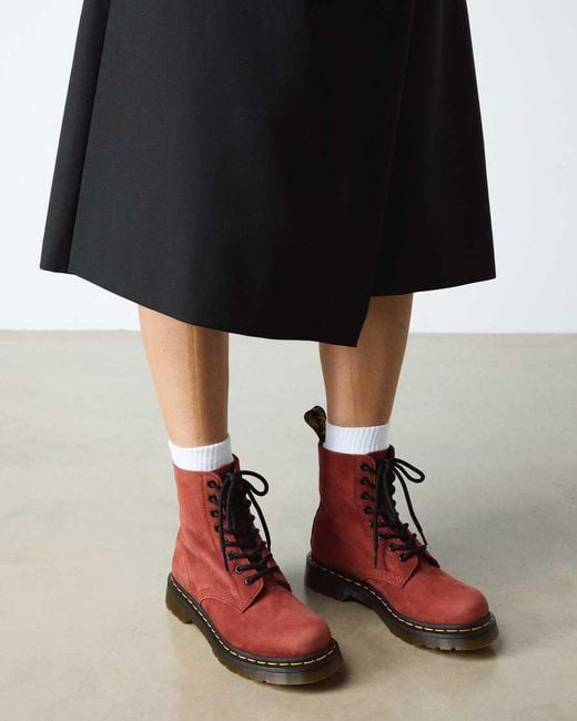 Dr. Martens Red 1460 Pascal Nubuck Leather Lace Up Boots