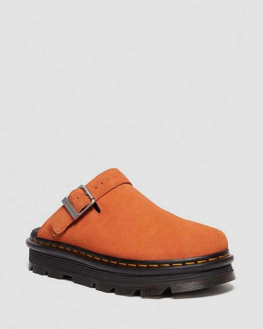 Dr. Martens Orange Zebzag Suede Casual Slingback Platform Mules