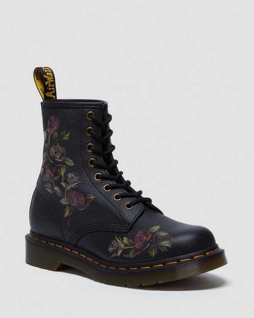 Dr. Martens Black 1460 Decayed Roses Leather Boots