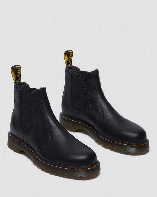 Dr. Martens Black 2976 Grizzly Fleece Lined Chelsea Boots