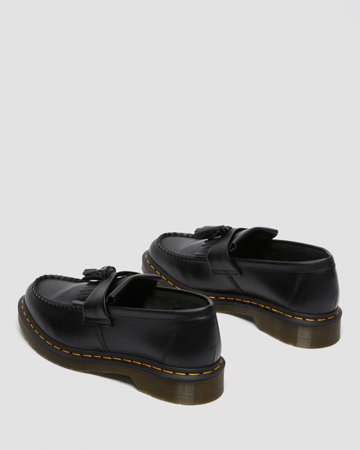 Dr. Martens Adrian Yellow Stitch Smooth Leather Tassel Loafers in Black ...