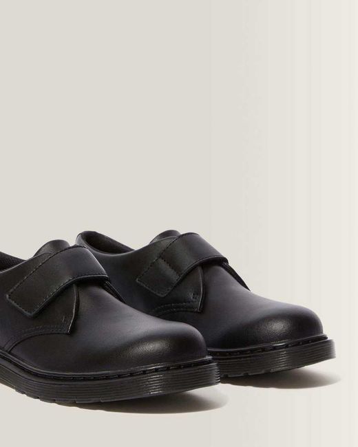 Dr. Martens Black Soft Leather Youth Kamron Velcro Oxford Shoes for men