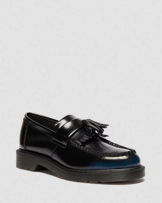 Dr. Martens Black Adrian Tassel Arcadia Rub Off Leather Loafers for men