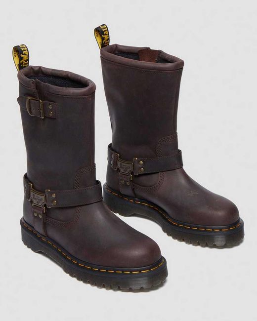Dr. Martens Black Anistone Hi Leather Biker Boots