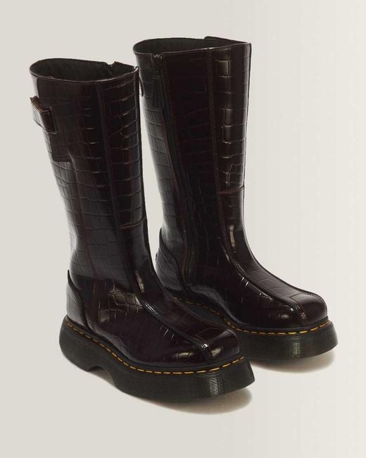 Dr. Martens Black Buzz Hi Croc Emboss Leather Boots