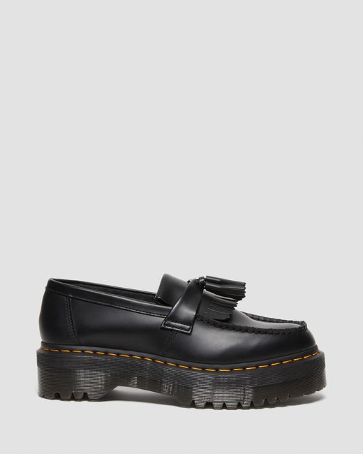 Dr. Martens Black Adrian Leather Platform Tassel Loafers for men