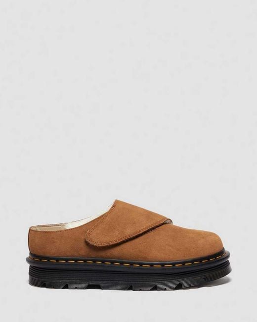 Dr. Martens Brown Zebzag Anywair Warm Lined Suede Mules