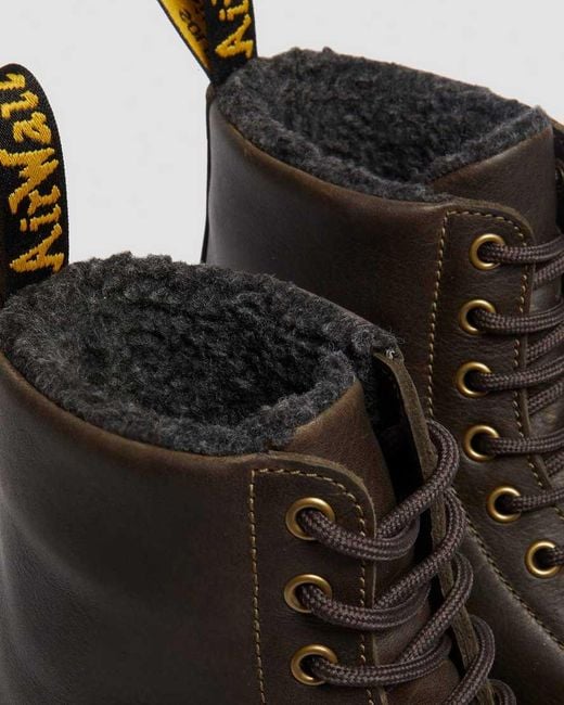 Dr. Martens Brown 1460 Faux Fur Lined Grizzly Leather Lace Up Boots