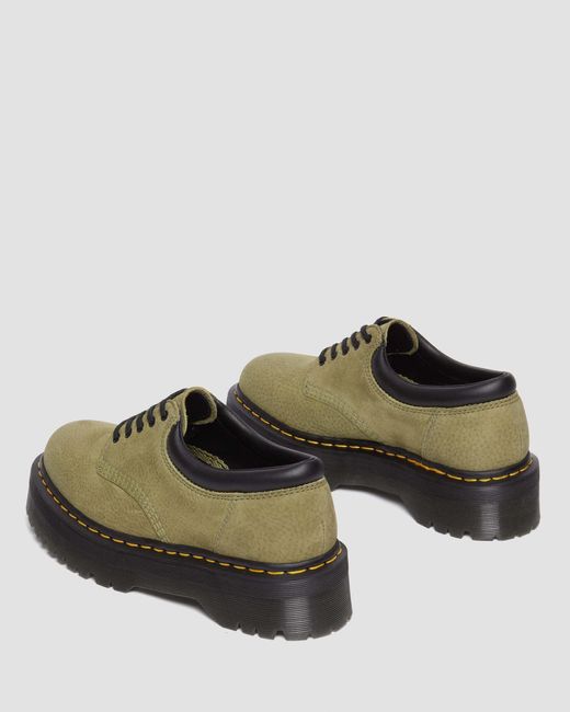 Dr. Martens Green 8053 Tumbled Nubuck Leather Platform Casual Shoes
