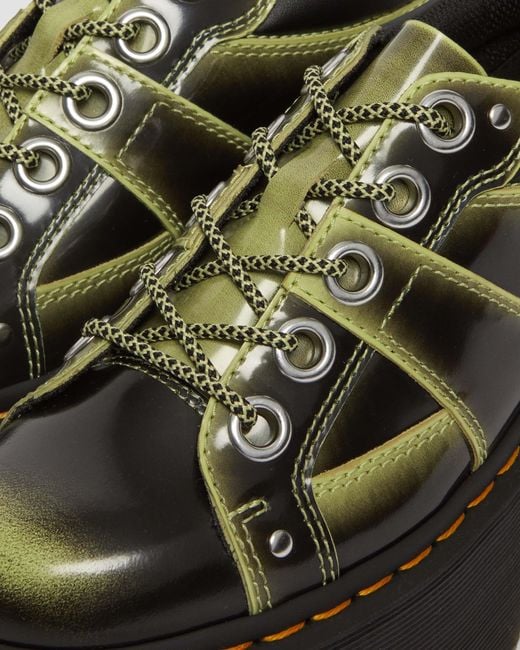 Dr. Martens Green 5-eye Max Distressed Leather Platform Shoes