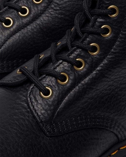 Dr. Martens Black 1460 Faux Fur Lined Grizzly Leather Lace Up Boots