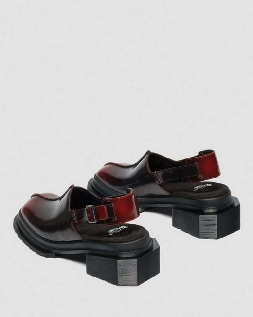 Dr. Martens Black Maybole Square Toe Rub Off Leather Mules