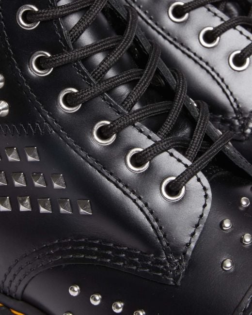Dr. Martens Black 1460 Studded Zip Leather Boots for men