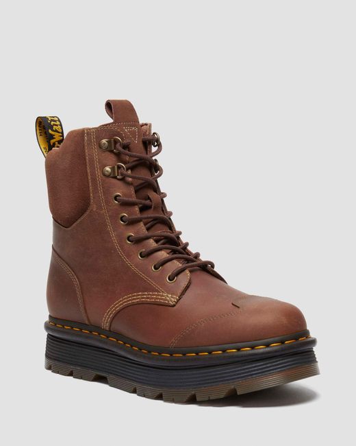 特価【Dr Martens】Zebzag 8 レザー スエード 編み上げ ブーツ Dr. Martens Zebzag 8 Ties Burnish Waxy Lace Up Boots in