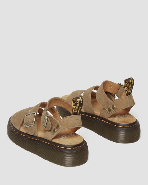 Dr. Martens Brown Gryphon Tumbled Nubuck Leather Platform Sandals
