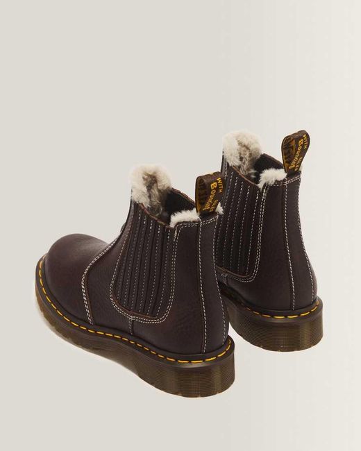 Dr. Martens Brown 2976 Leonore Ii Faux Fur Lined Grizzly Leather Chelsea Boots