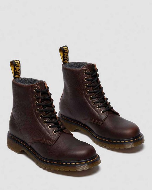 Dr. Martens Brown 1460 Fleece Lined Grizzly Leather Boots for men