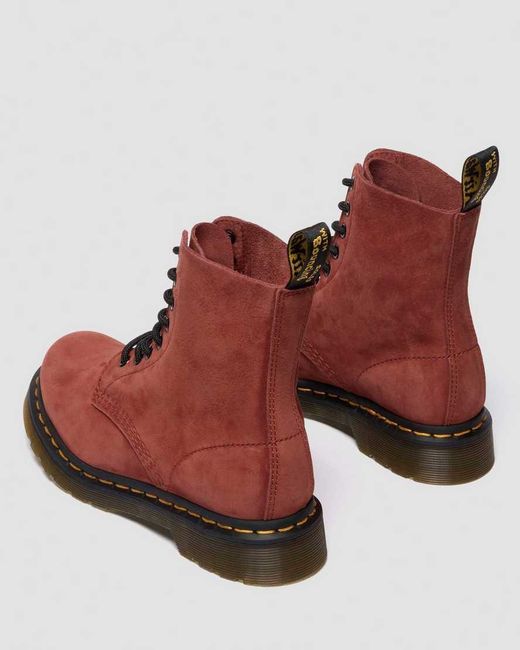 Dr. Martens Red 1460 Pascal Nubuck Leather Lace Up Boots
