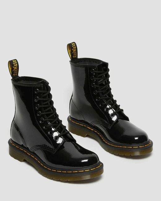 Dr. Martens 1460 Patent Leather Lace Up Boots In Black Lucido/patent Lamper