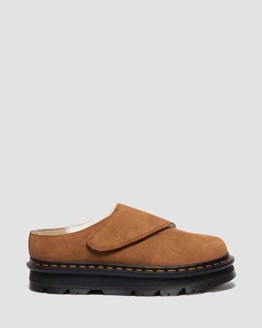 Dr. Martens Brown Zebzag Anywair Warm Lined Suede Mules