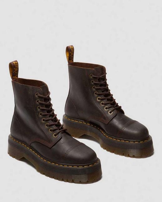 Dr. Martens Black Sinclair Crazy Horse Leather Platform Boots for men