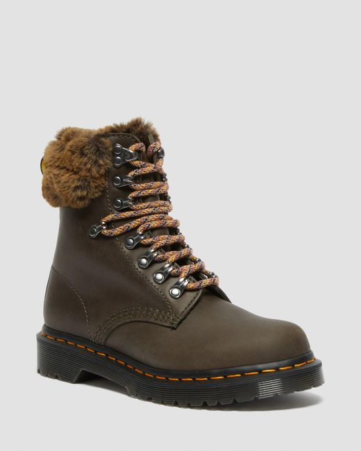 1460 serena faux fur lined ankle boots brown