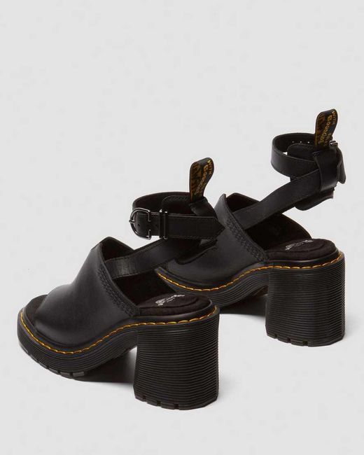 Dr. Martens Black Millee Leather Open Toe Sandals