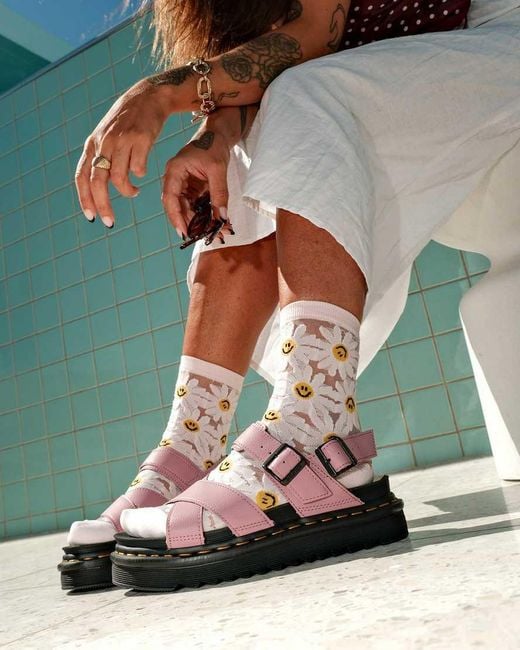Dr. Martens Pink Voss Ii Athena Leather Strap Sandals