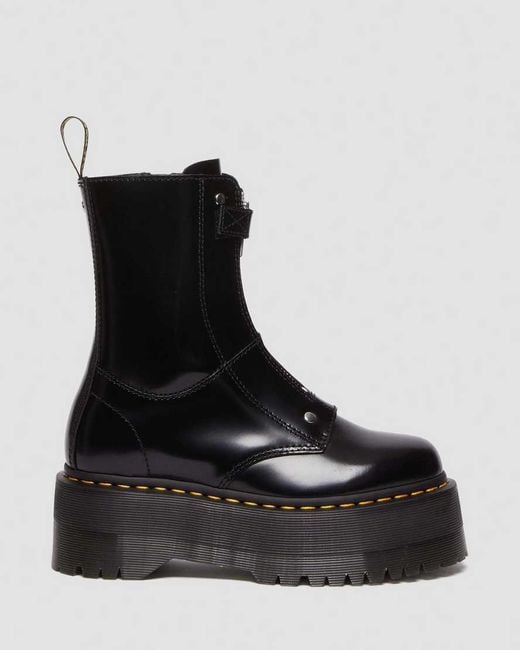 Dr. Martens Black Jetta Hi Max Buttero Leather Platform Boots