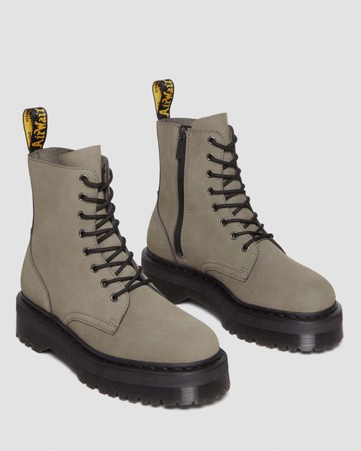 Dr. Martens Gray Jadon Milled Nubuck Platform Boots for men