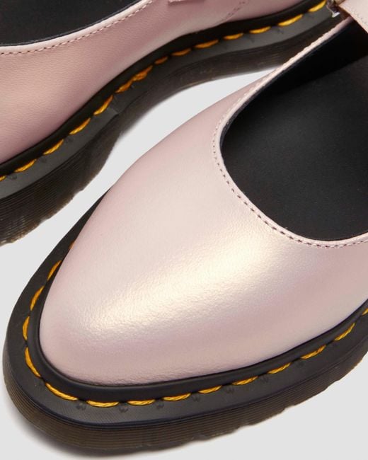 Dr. Martens Pink Elphie Ii Iridescent Leather Mary Jane Shoes