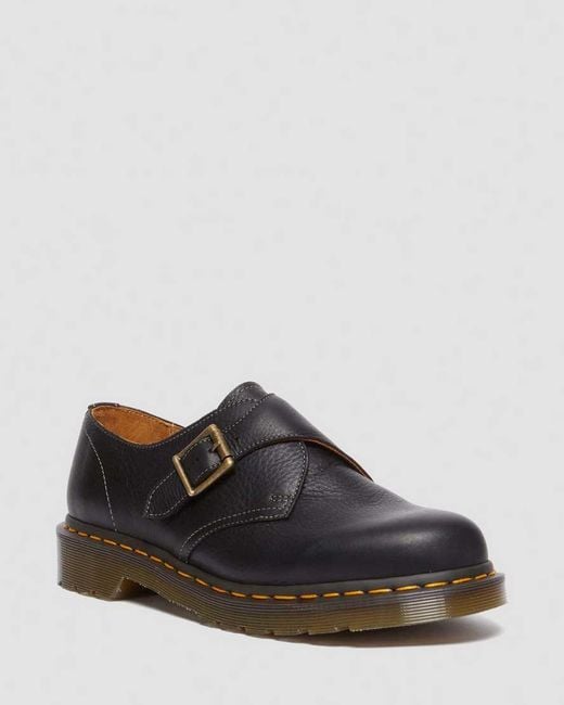 Dr. Martens Black 1461 Monk Buckle Leather Shoes for men