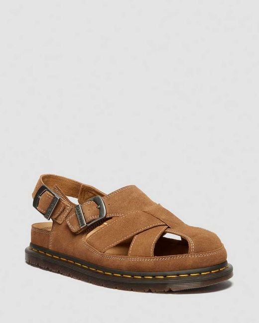 Dr. Martens Brown Leather Archive Fisherman Suede Sandals for men